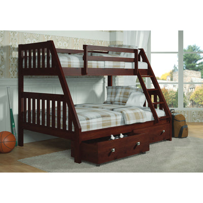 Donco Kids Twin/Full Mission Bunk Bed W/Dual Under Bed Drawers In Dark Cappuccino Finish 1018-3TFCP_505-CP