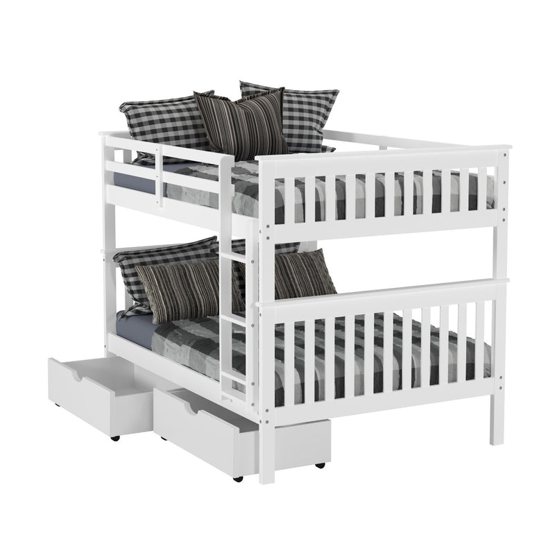 Donco Kids Full/Full Mission Bunk Bed With Dual Underbed Drawers White Finish 123-3-FFW_505-W