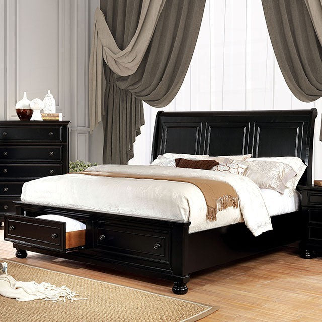 Furniture of America Trin Transitional Solid Wood Platform Bed in Black