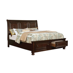 Furniture of America Trin Transitional Solid Wood Platform Bed in Brown Cherry