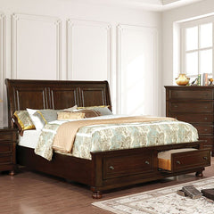 Furniture of America Trin Transitional Solid Wood Platform Bed in Brown Cherry