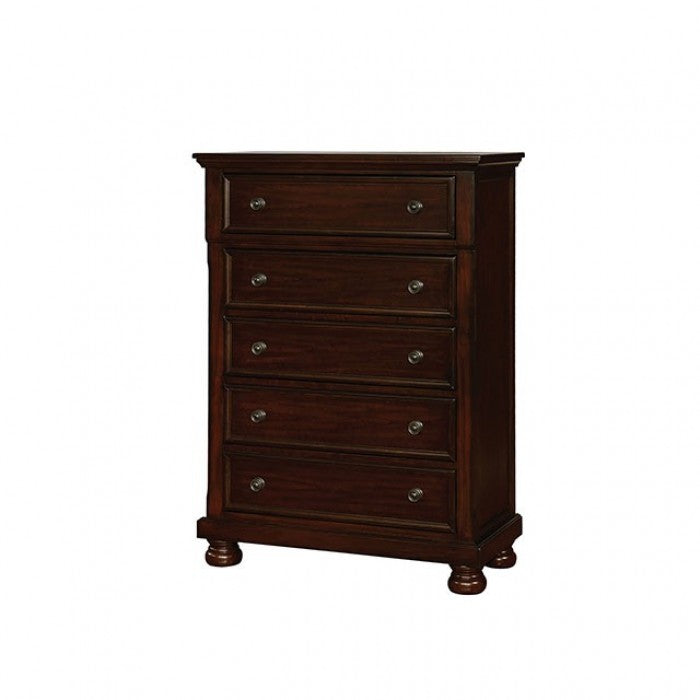 Furniture of America Trin Transitional 5-Drawer Chest in Brown Cherry IDF-7590CH-C