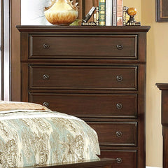 Furniture of America Trin Transitional 5-Drawer Chest in Brown Cherry IDF-7590CH-C