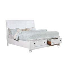 Furniture of America Trin Transitional Solid Wood Platform Bed in White