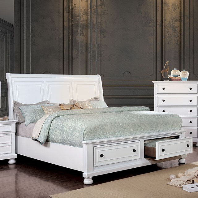 Furniture of America Trin Transitional Solid Wood Platform Bed in White