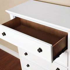 Furniture of America Trin Transitional 5-Drawer Chest in White IDF-7590WH-C